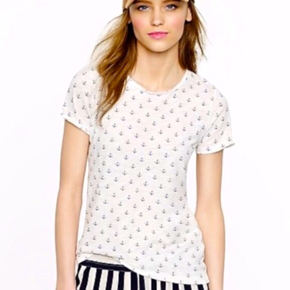 NWT J. Crew All-Over Anchor Print T-Shirt size M